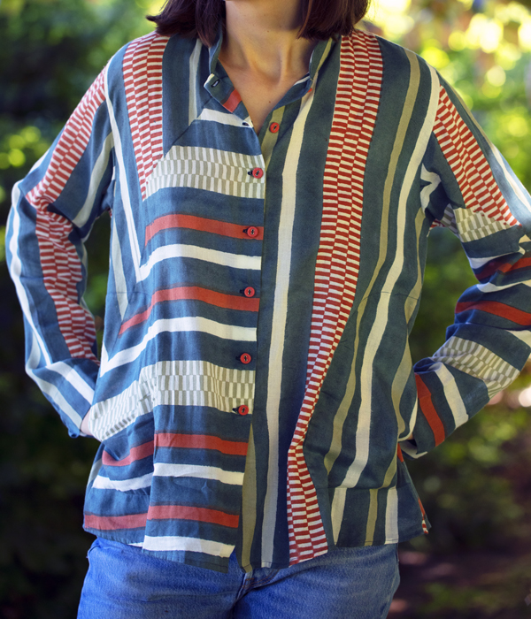 Camicia a righe in crepe di cotone