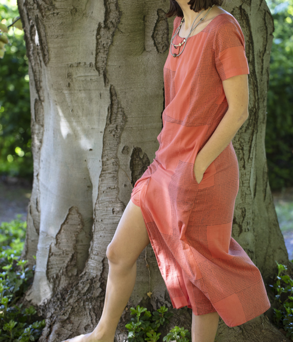 Vestito con stampa RAIN lungo in crepe di cotone