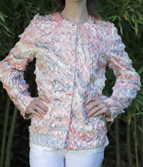 Giacca con stampa marmo in polyestere