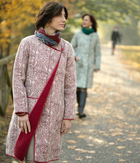 Block-printed wool coat