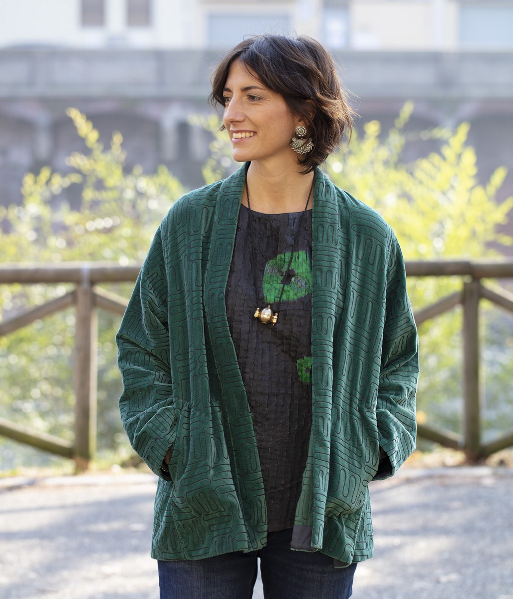 Kimono in velluto di cotone ricamato / Camicia TIE/DYE