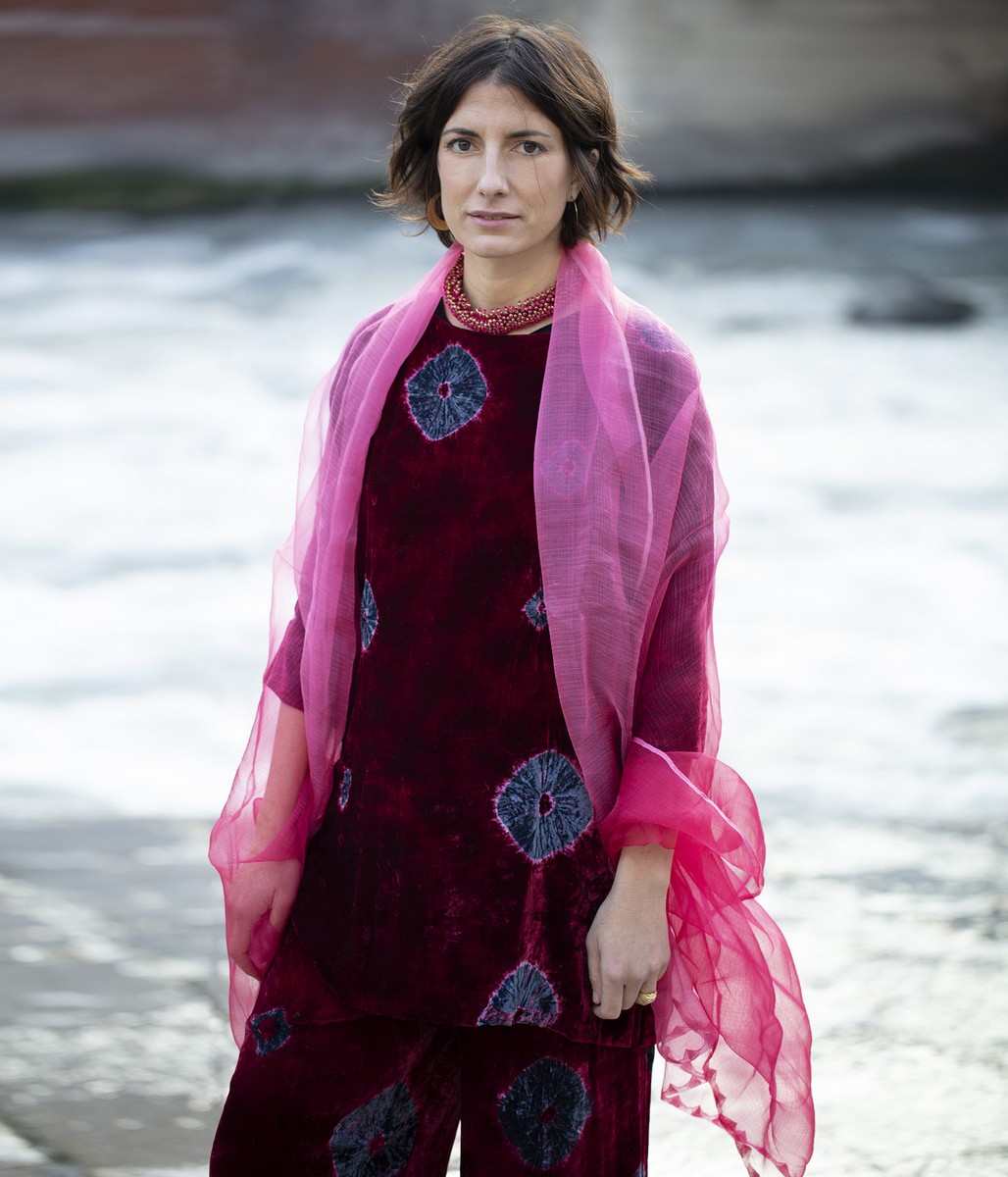Tunica e pantaloni TIE/DYE in velluto di seta