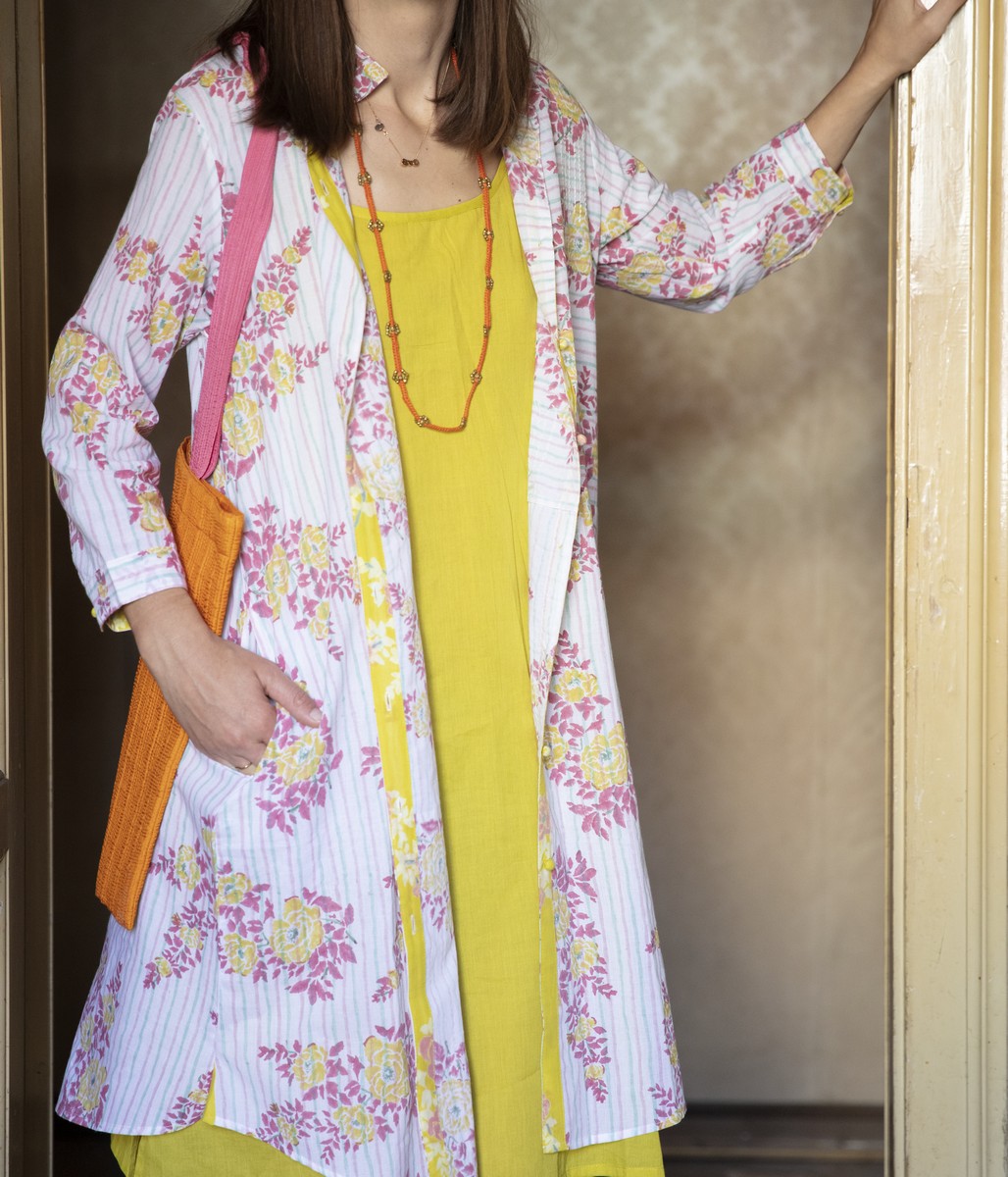 Top in mussola di cotone, chemisier a fiori