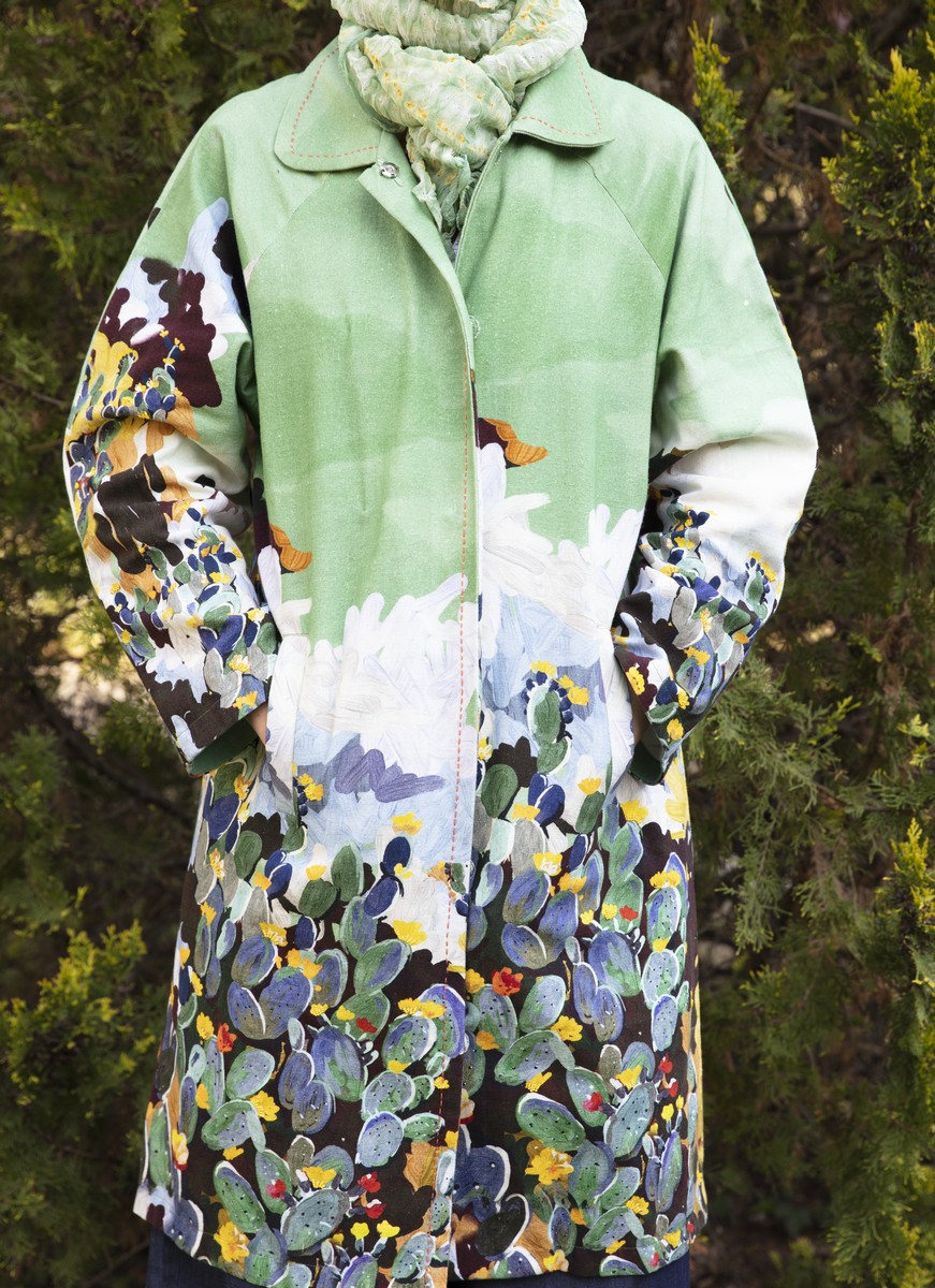 Spolverino stampa cactus, sciarpa TIE/DYE
