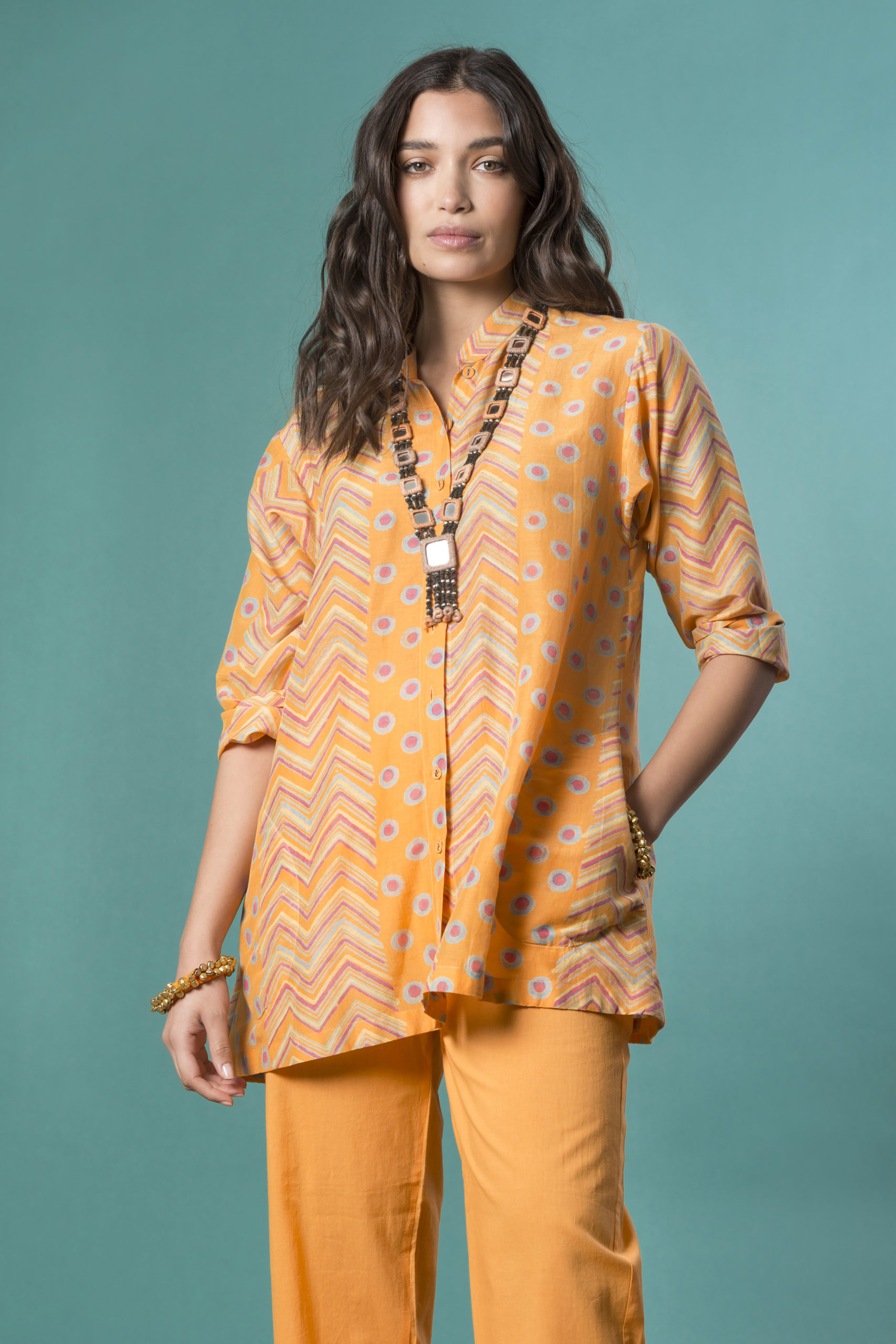 Camicia in mussola block print / Pantaloni pyjama