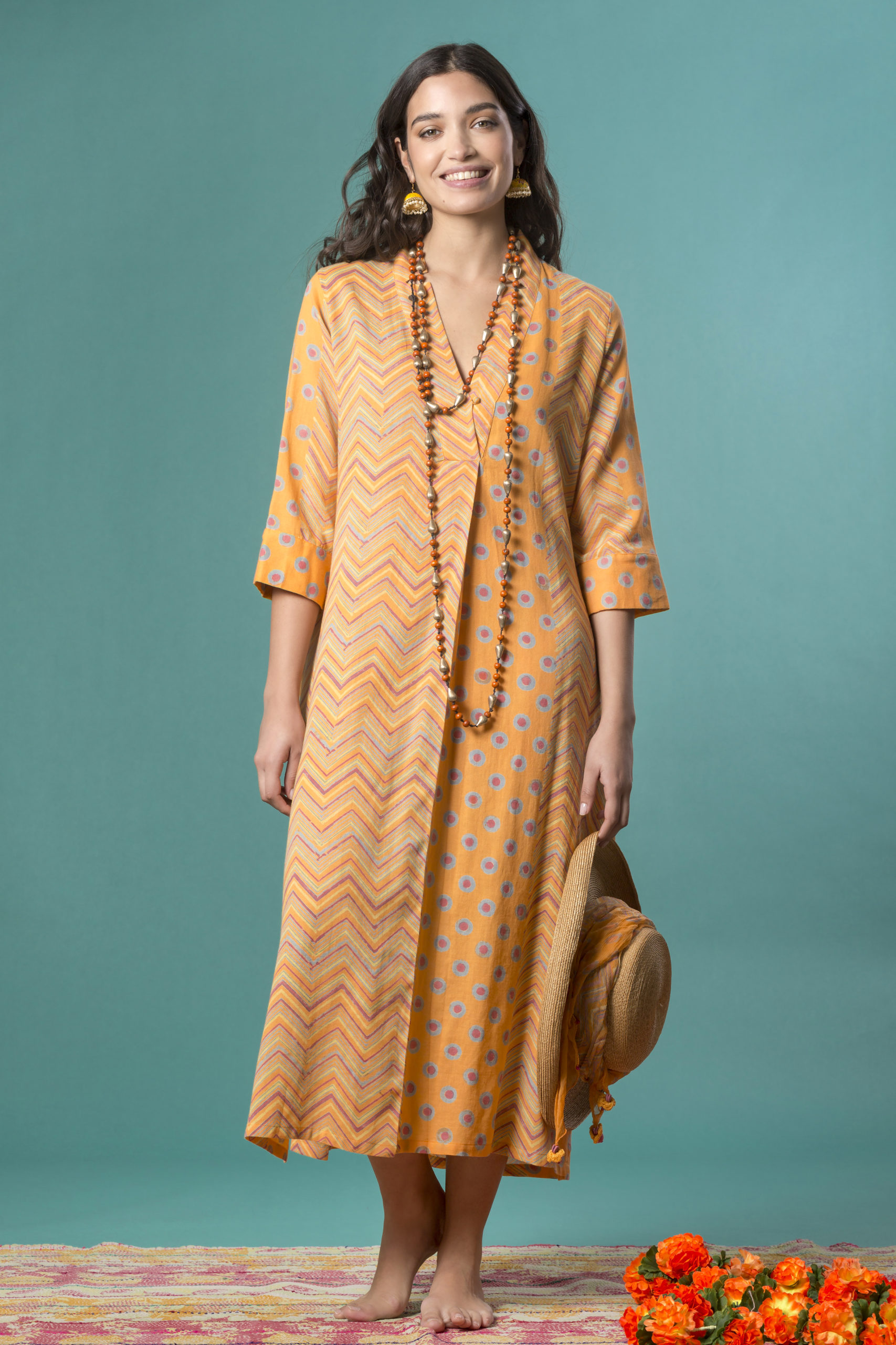 Kaftano in cotone block print