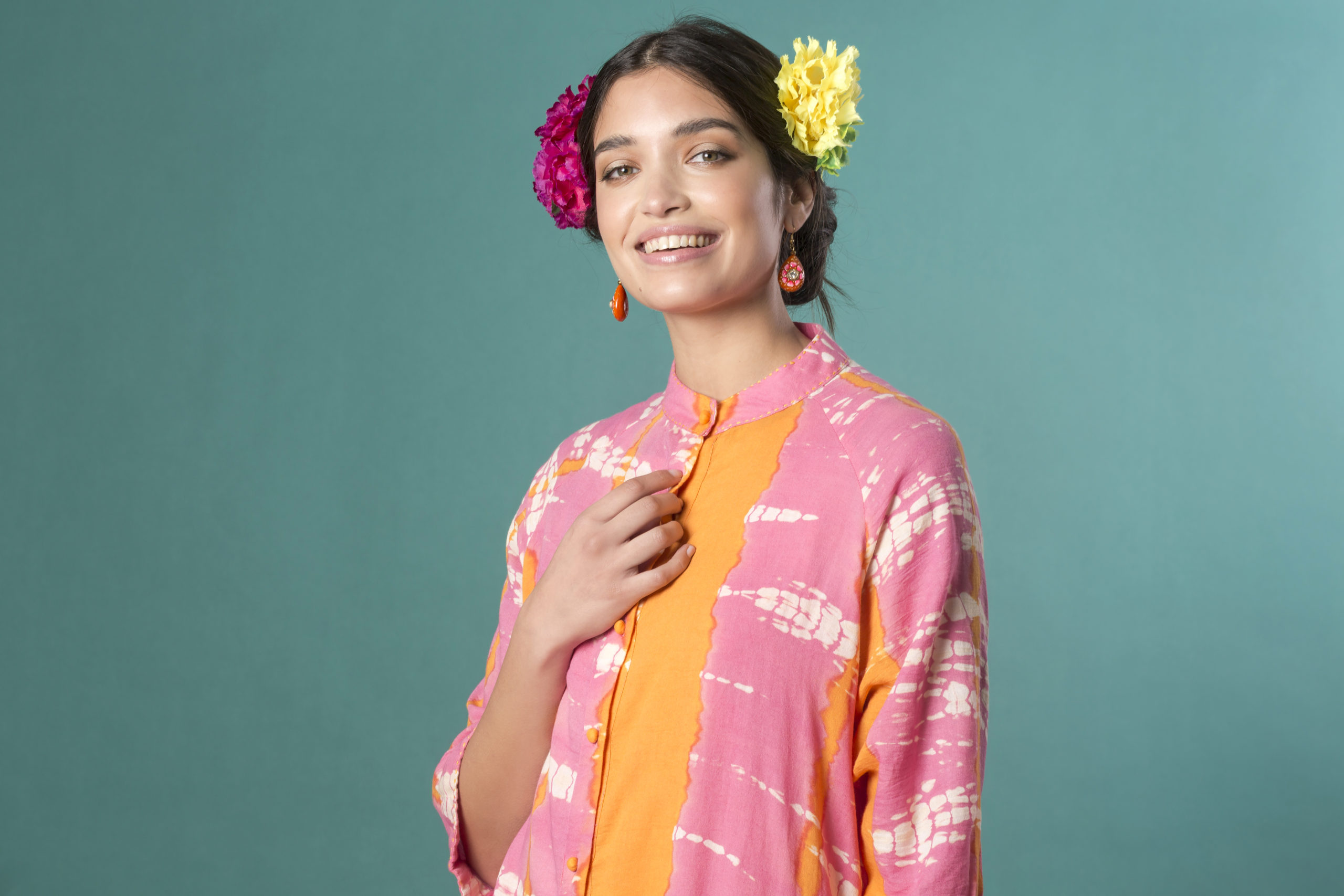 Vestito in crepe di cotone TIE & DYE